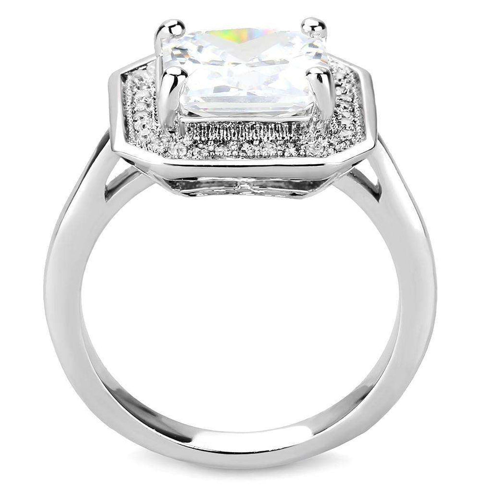 Alamode Rhodium Brass Ring with AAA Grade CZ in Clear - Alamode - Flyclothing LLC