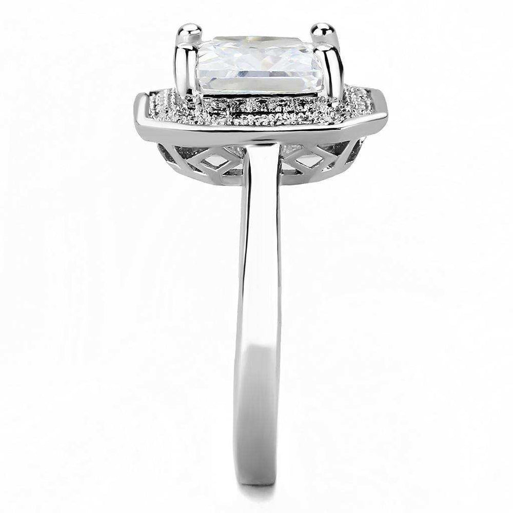 Alamode Rhodium Brass Ring with AAA Grade CZ in Clear - Alamode - Flyclothing LLC