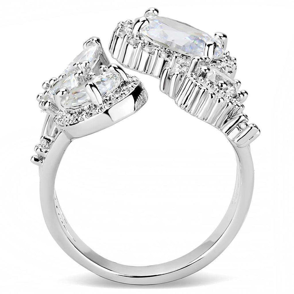 Alamode Rhodium Brass Ring with AAA Grade CZ in Clear - Alamode - Flyclothing LLC