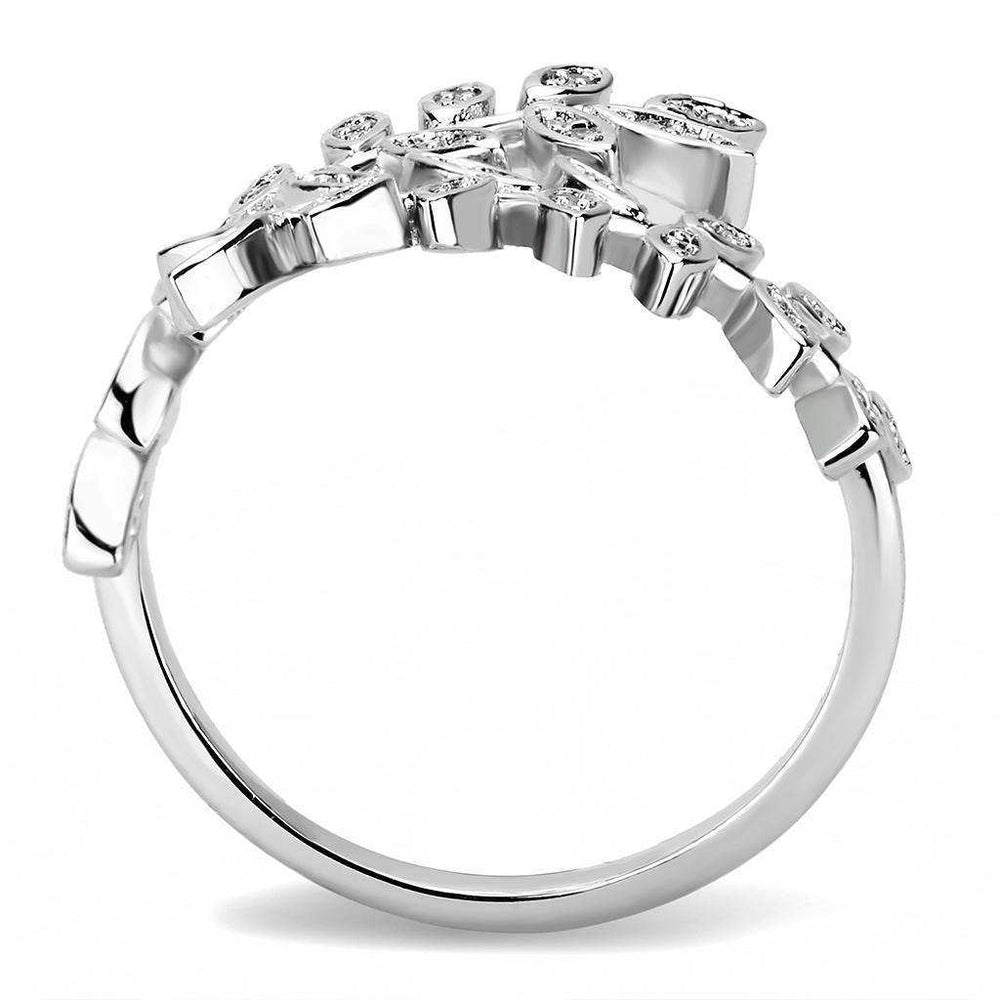 Alamode Rhodium Brass Ring with AAA Grade CZ in Clear - Alamode - Flyclothing LLC