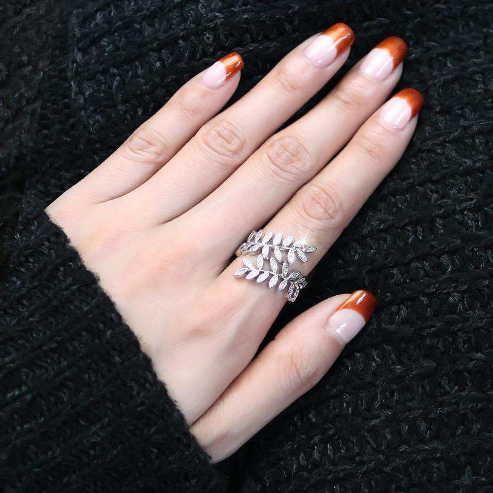 Alamode Rhodium Brass Ring with AAA Grade CZ in Clear - Alamode - Flyclothing LLC