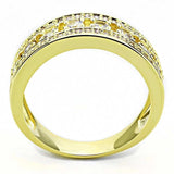Alamode Gold Brass Ring with AAA Grade CZ in Clear - Alamode - Flyclothing LLC