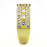 Alamode Gold Brass Ring with AAA Grade CZ in Clear - Alamode - Flyclothing LLC