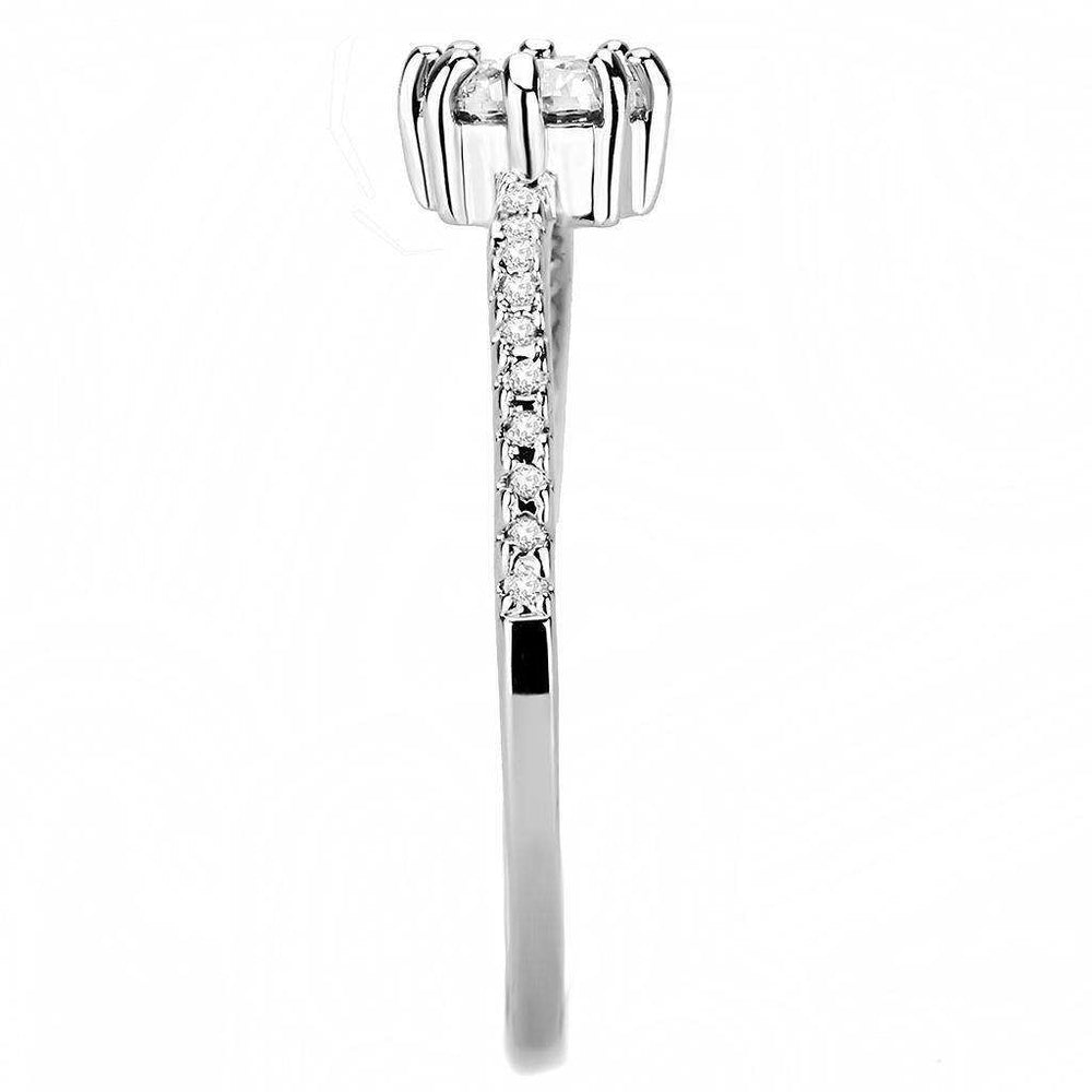 Alamode Rhodium Brass Ring with AAA Grade CZ in Clear - Alamode - Flyclothing LLC