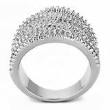 Alamode Rhodium Brass Ring with AAA Grade CZ in Clear - Alamode - Flyclothing LLC