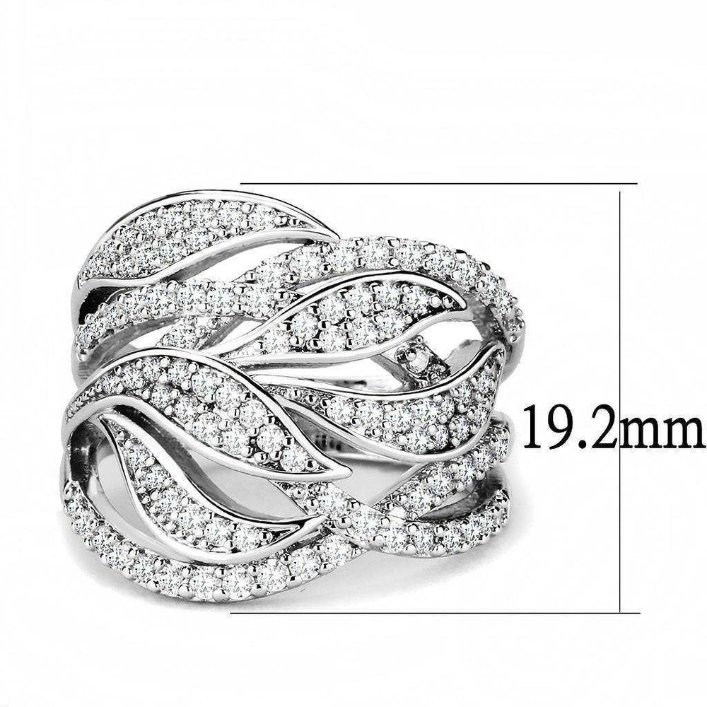 Alamode Rhodium Brass Ring with AAA Grade CZ in Clear - Alamode - Flyclothing LLC
