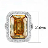 Alamode Rhodium Brass Ring with AAA Grade CZ in Champagne - Alamode - Flyclothing LLC