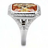 Alamode Rhodium Brass Ring with AAA Grade CZ in Champagne - Alamode - Flyclothing LLC
