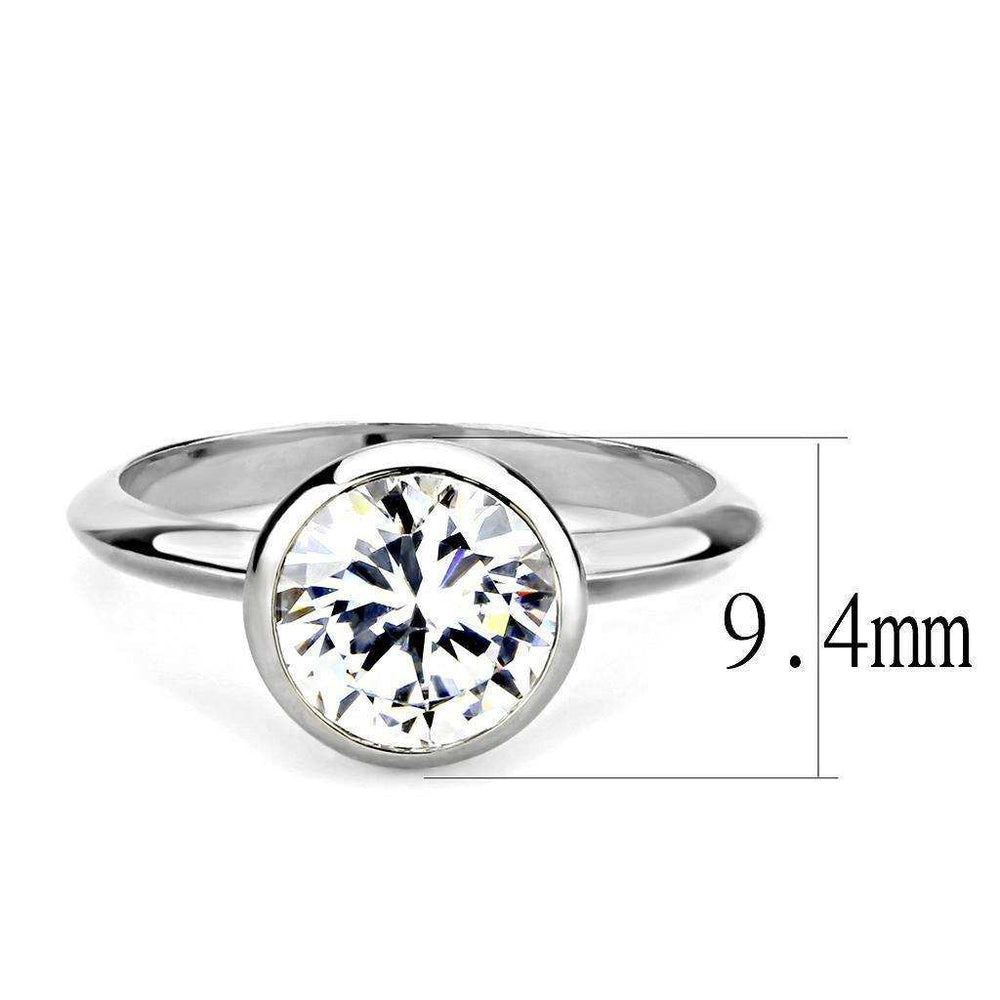 Alamode Rhodium Brass Ring with AAA Grade CZ in Clear - Alamode - Flyclothing LLC