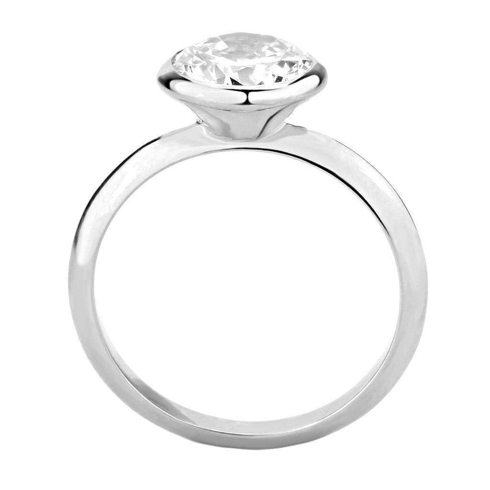 Alamode Rhodium Brass Ring with AAA Grade CZ in Clear - Alamode - Flyclothing LLC
