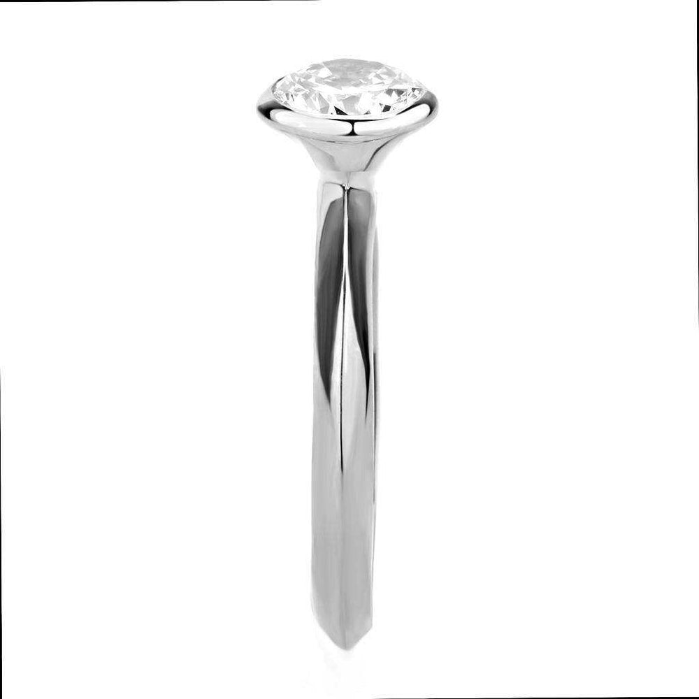 Alamode Rhodium Brass Ring with AAA Grade CZ in Clear - Alamode - Flyclothing LLC