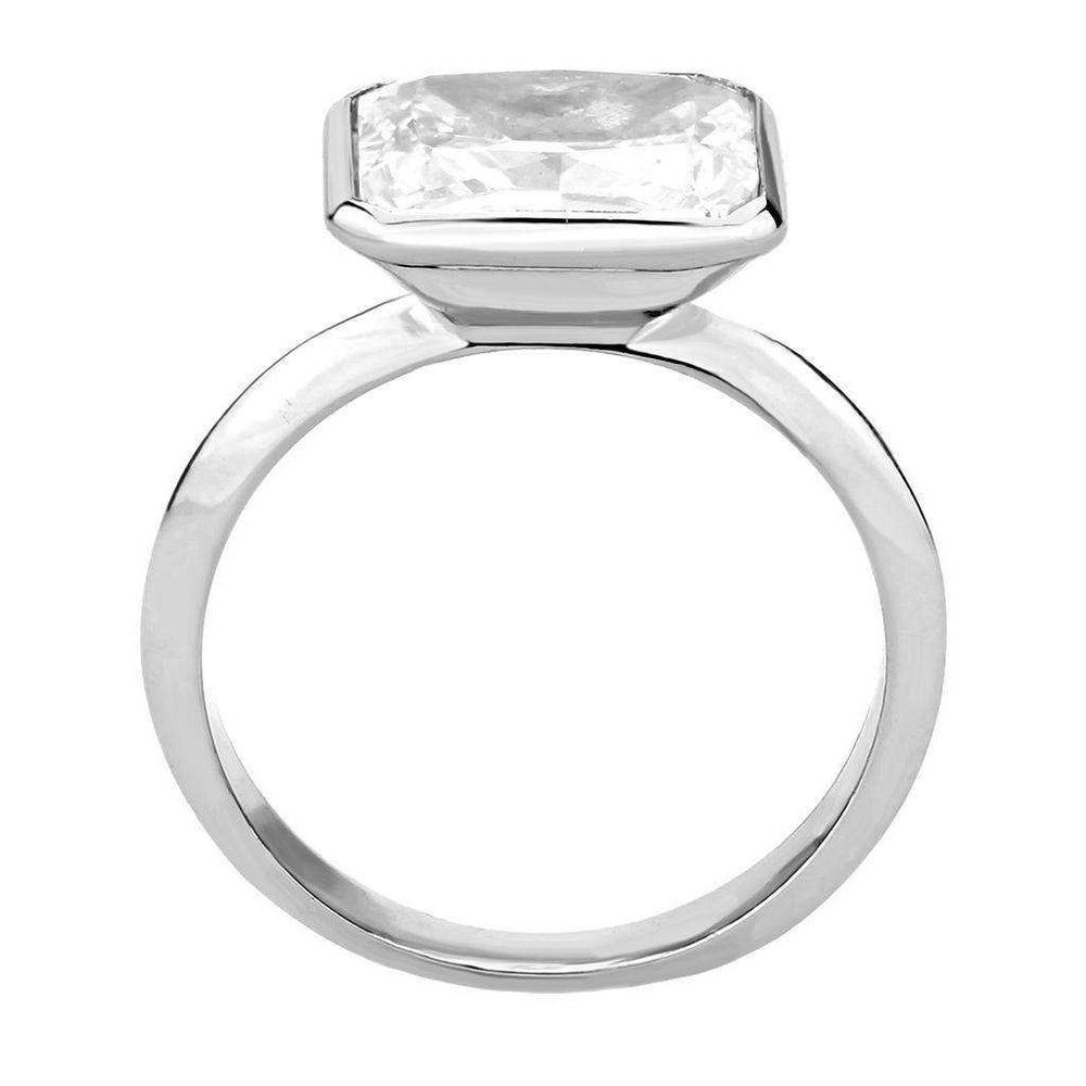 Alamode Rhodium Brass Ring with AAA Grade CZ in Clear - Alamode - Flyclothing LLC