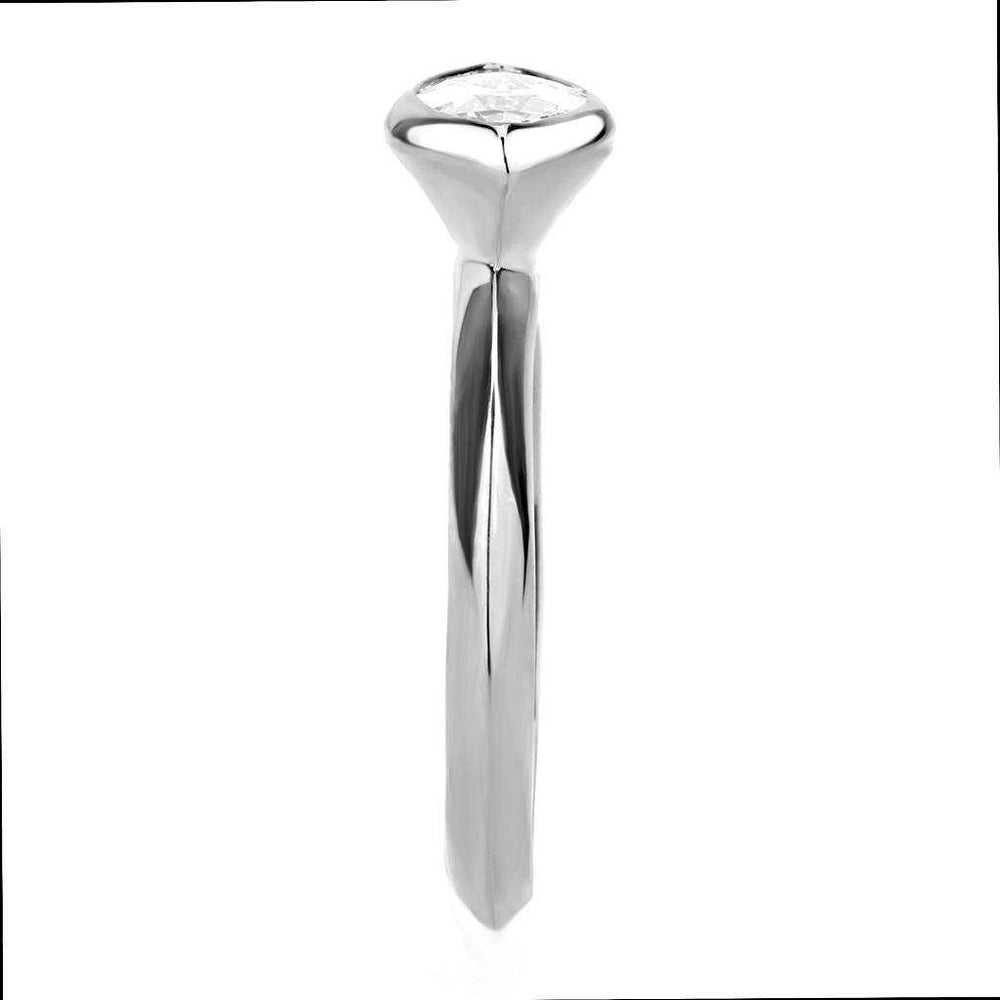 Alamode Rhodium Brass Ring with AAA Grade CZ in Clear - Alamode - Flyclothing LLC