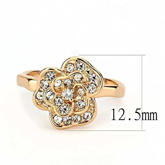 Alamode Rose Gold Brass Ring with Top Grade Crystal in Clear - Alamode - Flyclothing LLC
