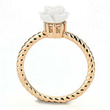 Alamode Rose Gold Brass Ring with Synthetic Synthetic Stone in White - Alamode - Flyclothing LLC