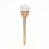 Alamode Rose Gold Brass Ring with Synthetic Synthetic Stone in White - Alamode - Flyclothing LLC