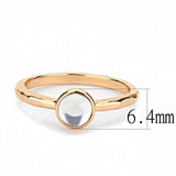 Alamode Rose Gold Brass Ring with Synthetic Synthetic Glass in Aquamarine - Alamode - Flyclothing LLC