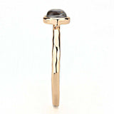 Alamode Rose Gold Brass Ring with Synthetic Synthetic Glass in Aquamarine - Alamode - Flyclothing LLC