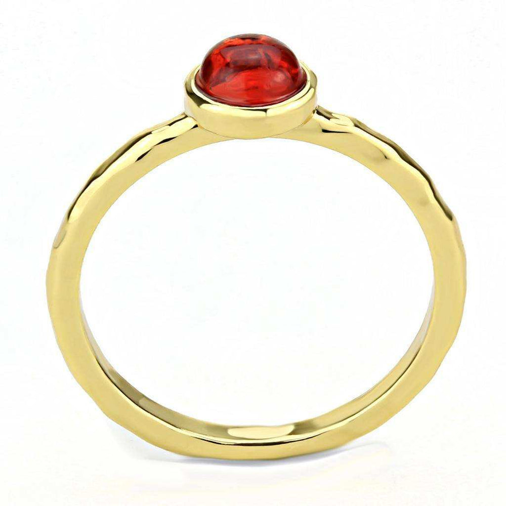 Alamode Gold Brass Ring with Synthetic Synthetic Glass in Garnet - Alamode - Flyclothing LLC