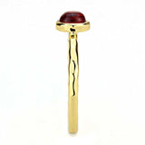 Alamode Gold Brass Ring with Synthetic Synthetic Glass in Garnet - Alamode - Flyclothing LLC
