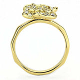 Alamode Gold Brass Ring with Top Grade Crystal in Clear - Alamode - Flyclothing LLC