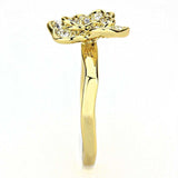 Alamode Gold Brass Ring with Top Grade Crystal in Clear - Alamode - Flyclothing LLC