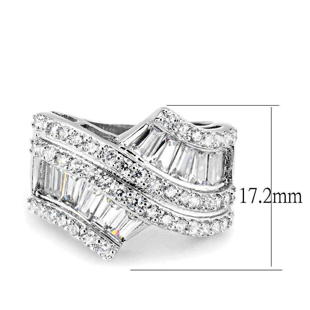 Alamode Rhodium Brass Ring with AAA Grade CZ in Clear - Alamode - Flyclothing LLC