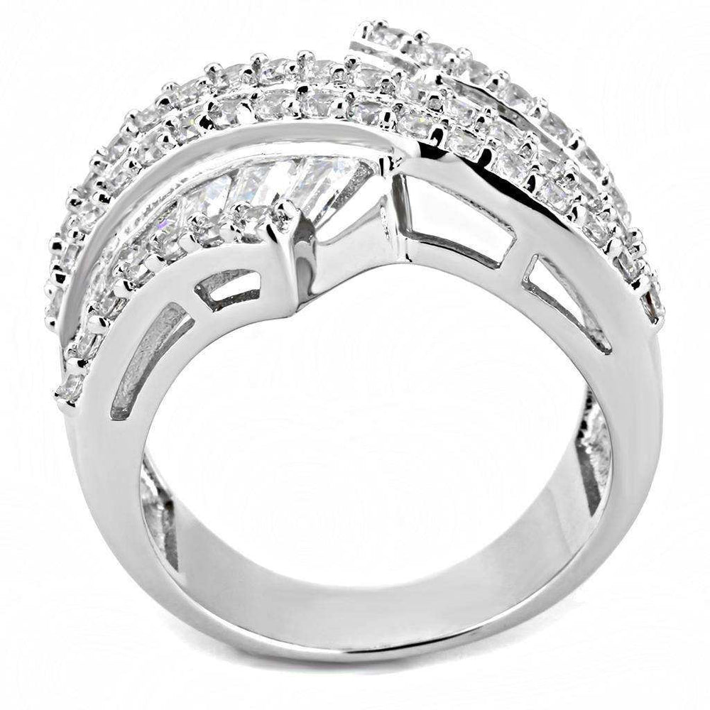 Alamode Rhodium Brass Ring with AAA Grade CZ in Clear - Alamode - Flyclothing LLC
