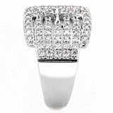 Alamode Rhodium Brass Ring with AAA Grade CZ in Clear - Alamode - Flyclothing LLC