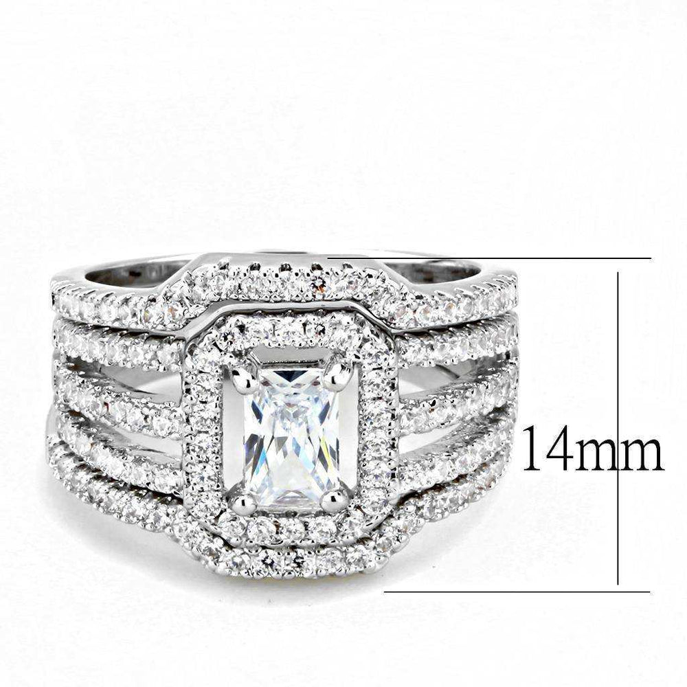 Alamode Rhodium Brass Ring with AAA Grade CZ in Clear - Alamode - Flyclothing LLC