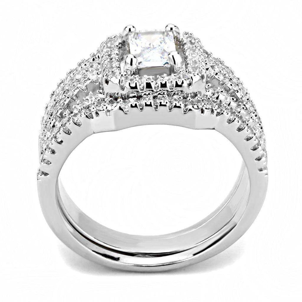Alamode Rhodium Brass Ring with AAA Grade CZ in Clear - Alamode - Flyclothing LLC