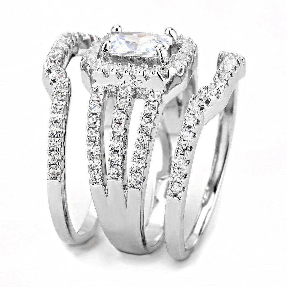 Alamode Rhodium Brass Ring with AAA Grade CZ in Clear - Alamode - Flyclothing LLC