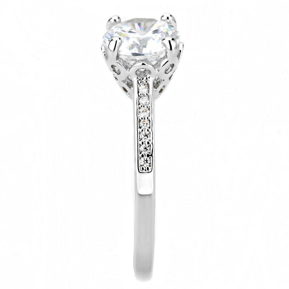 Alamode Rhodium Brass Ring with AAA Grade CZ in Clear - Alamode - Flyclothing LLC