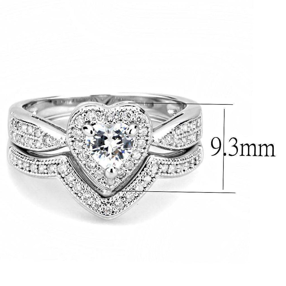 Alamode Rhodium Brass Ring with AAA Grade CZ in Clear - Alamode - Flyclothing LLC