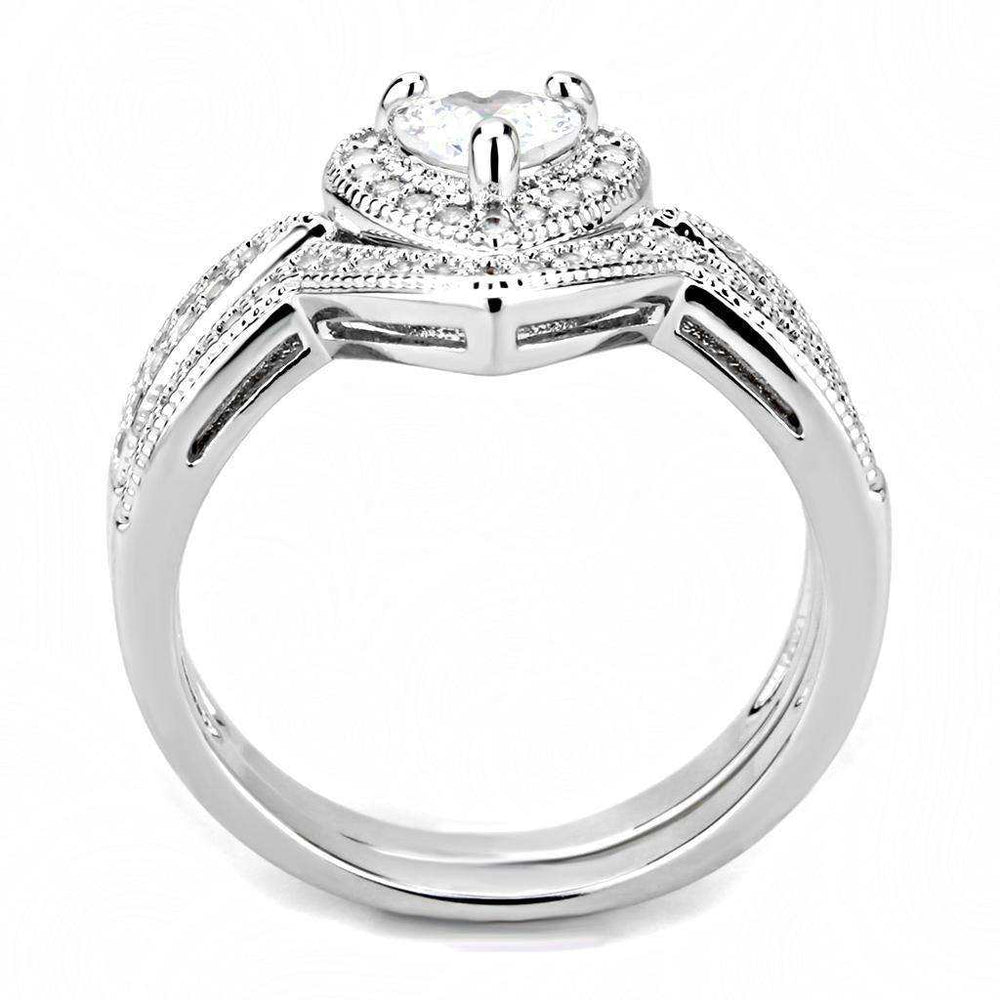 Alamode Rhodium Brass Ring with AAA Grade CZ in Clear - Alamode - Flyclothing LLC