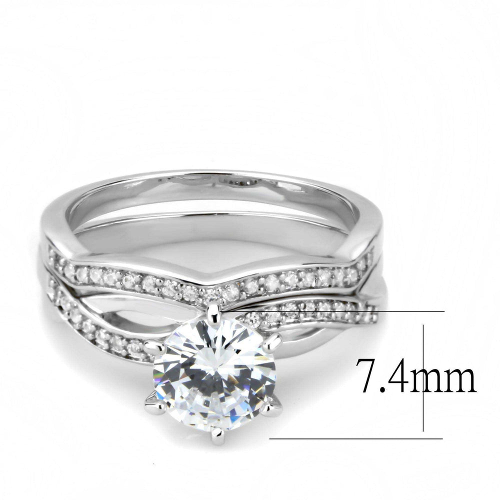 Alamode Rhodium Brass Ring with AAA Grade CZ in Clear - Alamode - Flyclothing LLC