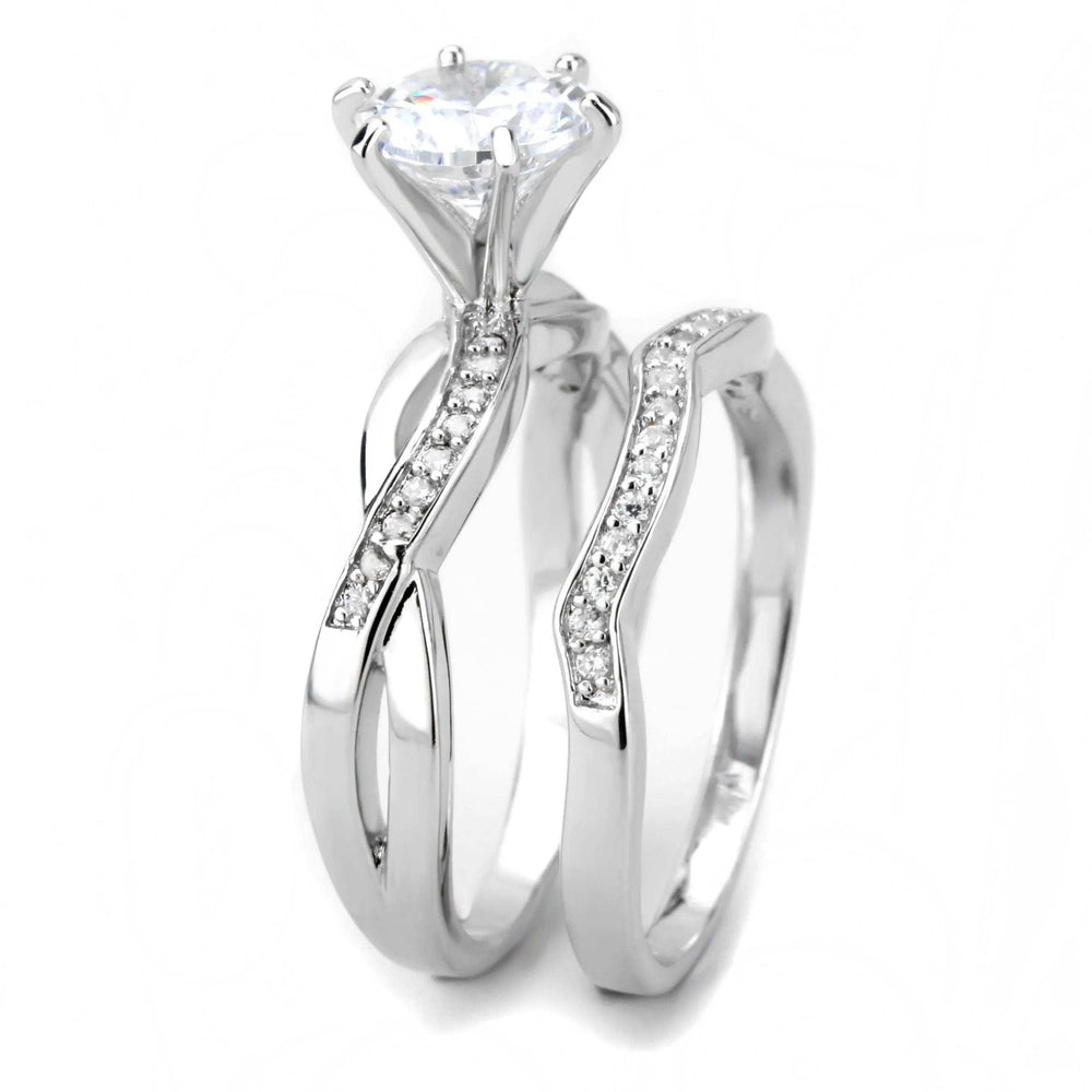 Alamode Rhodium Brass Ring with AAA Grade CZ in Clear - Alamode - Flyclothing LLC