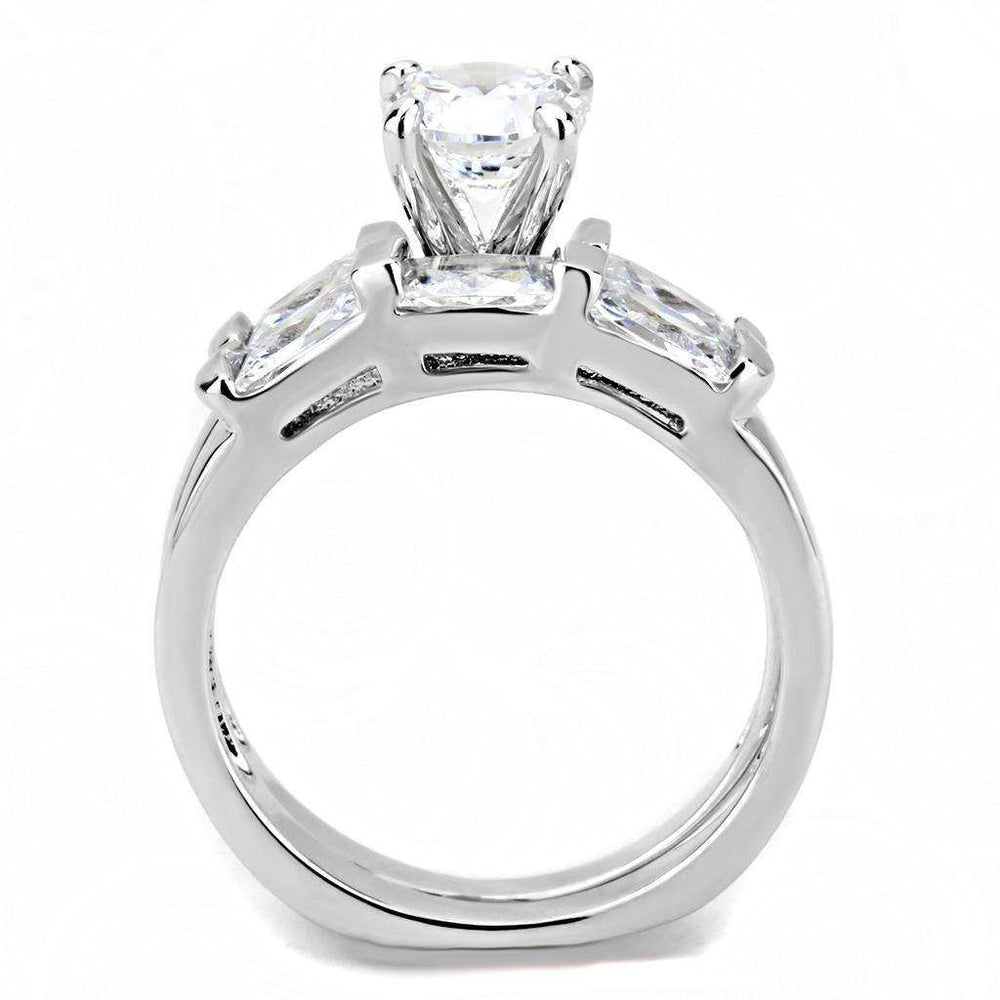 Alamode Rhodium Brass Ring with AAA Grade CZ in Clear - Alamode - Flyclothing LLC