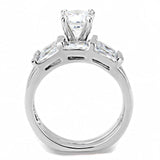 Alamode Rhodium Brass Ring with AAA Grade CZ in Clear - Alamode - Flyclothing LLC
