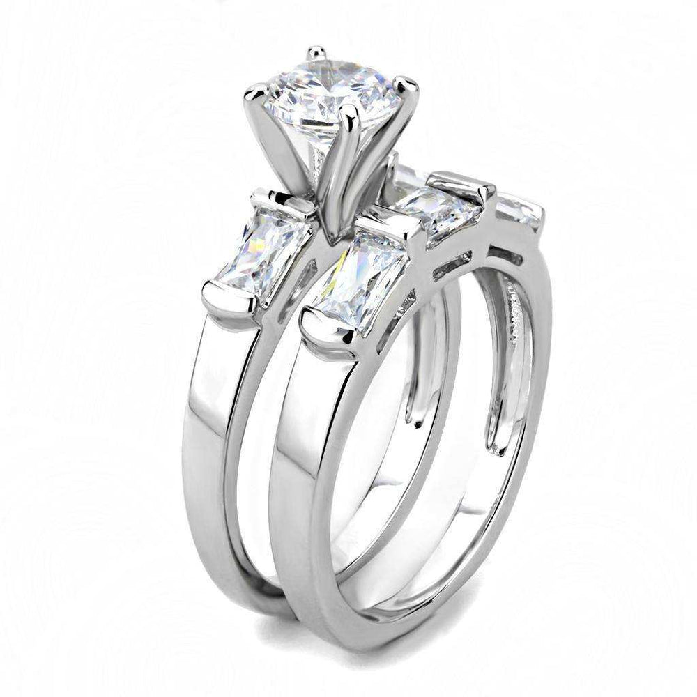 Alamode Rhodium Brass Ring with AAA Grade CZ in Clear - Alamode - Flyclothing LLC