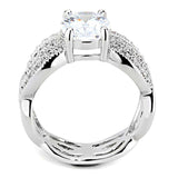 Alamode Rhodium Brass Ring with AAA Grade CZ in Clear - Alamode - Flyclothing LLC