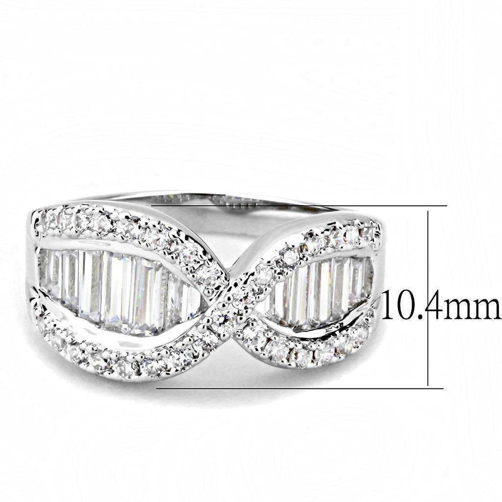Alamode Rhodium Brass Ring with AAA Grade CZ in Clear - Alamode - Flyclothing LLC