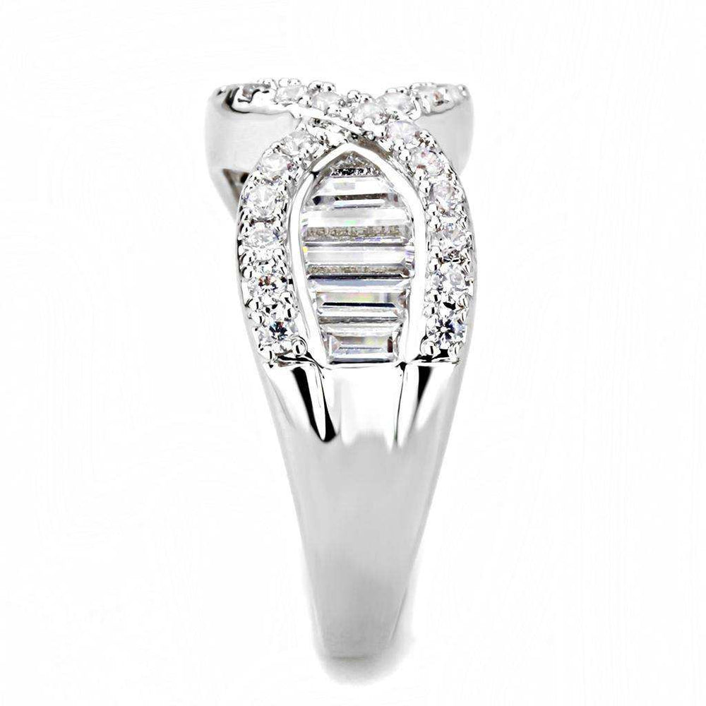 Alamode Rhodium Brass Ring with AAA Grade CZ in Clear - Alamode - Flyclothing LLC