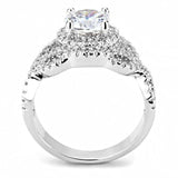 Alamode Rhodium Brass Ring with AAA Grade CZ in Clear - Alamode - Flyclothing LLC