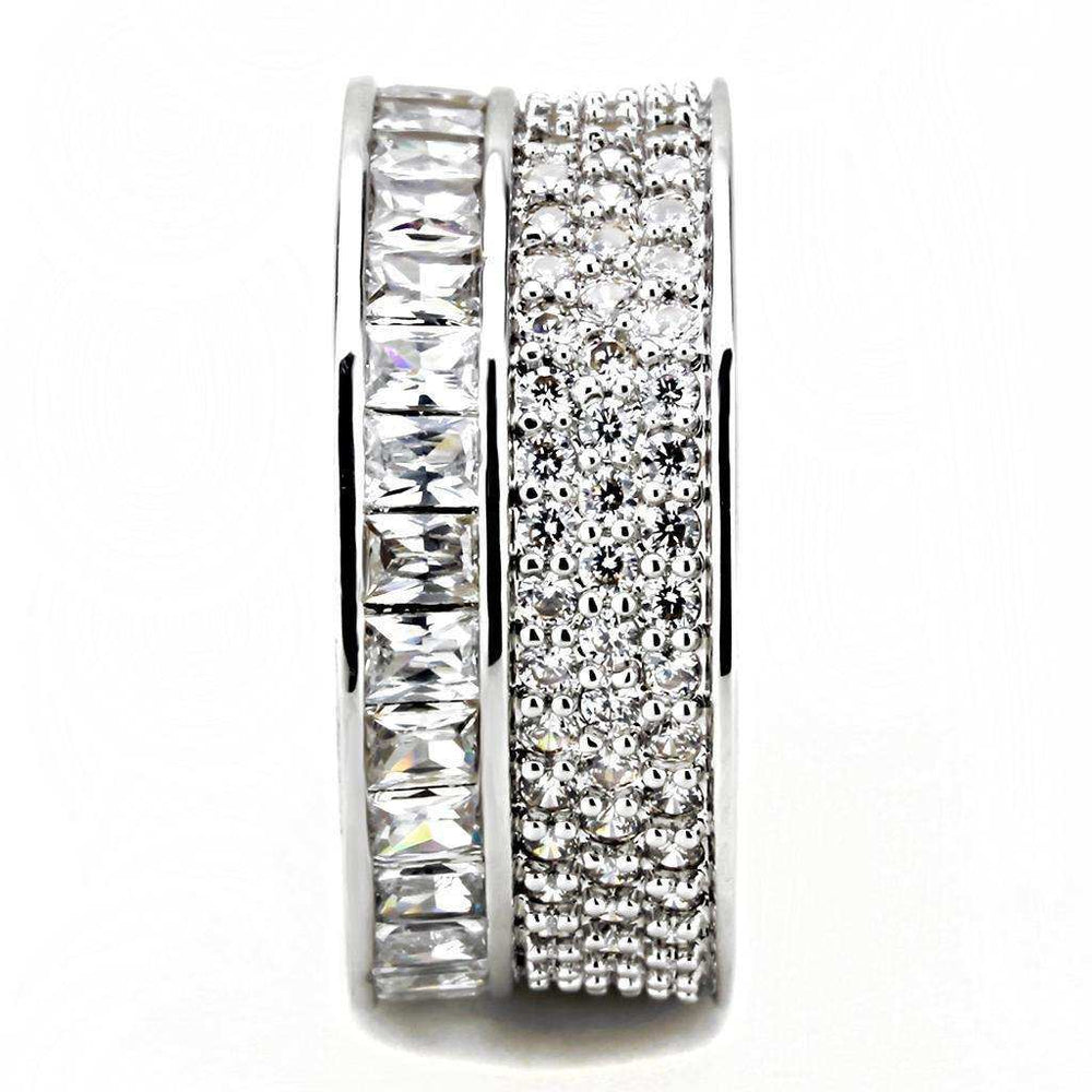 Alamode Rhodium Stainless Steel Ring with AAA Grade CZ in Clear - Alamode - Flyclothing LLC