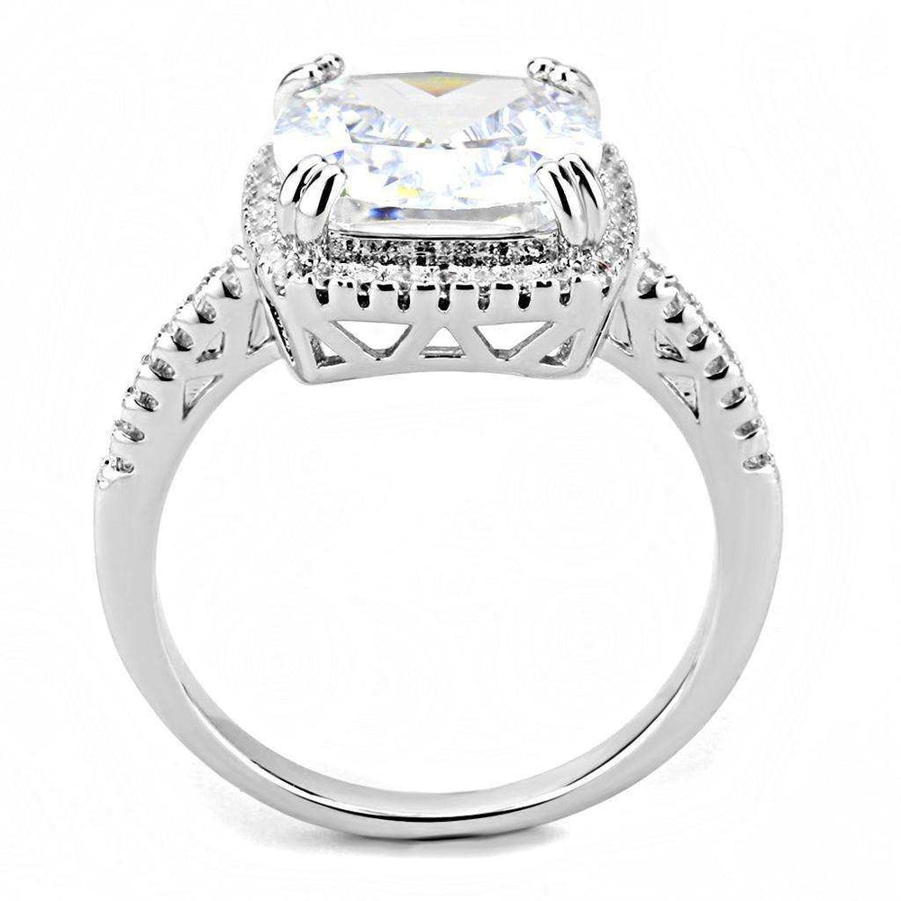 Alamode Rhodium Brass Ring with AAA Grade CZ in Clear - Alamode - Flyclothing LLC