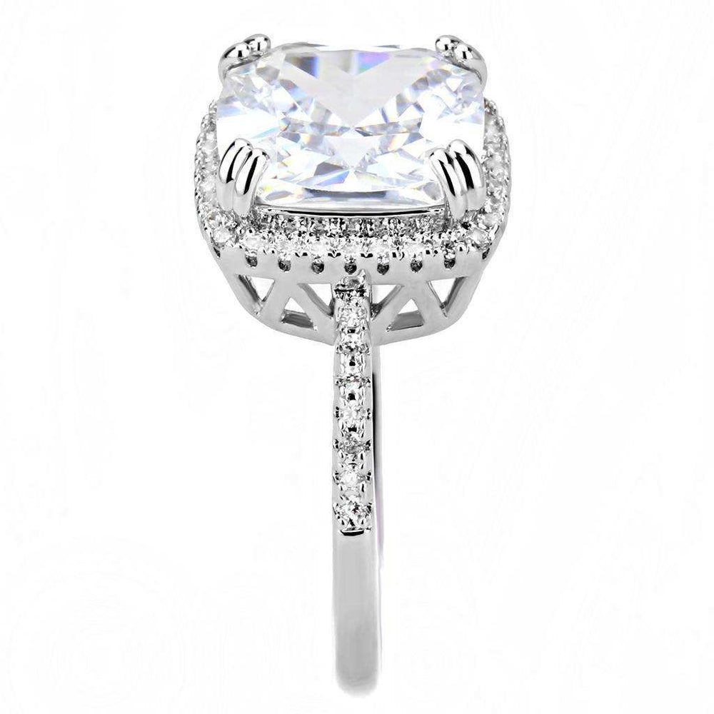 Alamode Rhodium Brass Ring with AAA Grade CZ in Clear - Alamode - Flyclothing LLC