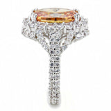 Alamode Rhodium Brass Ring with AAA Grade CZ in Champagne - Alamode - Flyclothing LLC