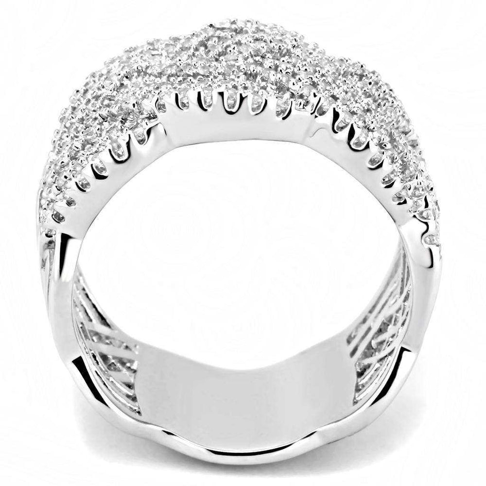 Alamode Rhodium Brass Ring with AAA Grade CZ in Clear - Alamode - Flyclothing LLC