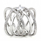 Alamode Rhodium Brass Ring with AAA Grade CZ in Clear - Alamode - Flyclothing LLC